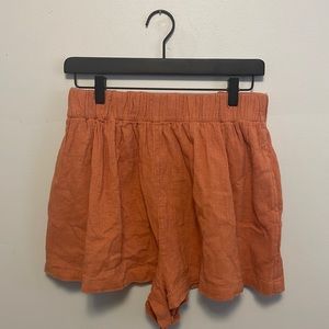 Free People Apricot/Peach Colored Linen Flowy Shorts